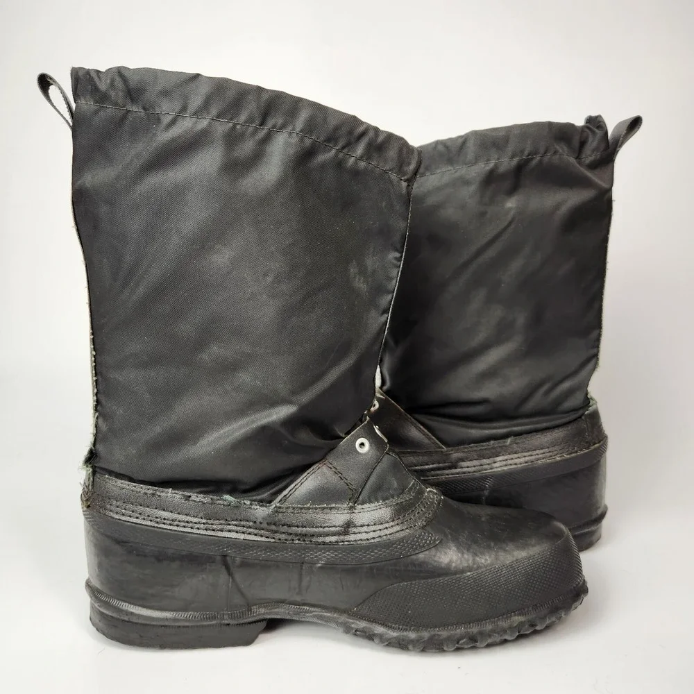Vintage Ski Doo Snowmobile Boots Mens 6 Black Zip‎ Buckle Made Canada Snowmobile